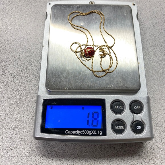 Charming 10K Gold Italian Chain Red Enamel Ladybug Charm Necklace Lucky Pendant - Picture 9 of 9